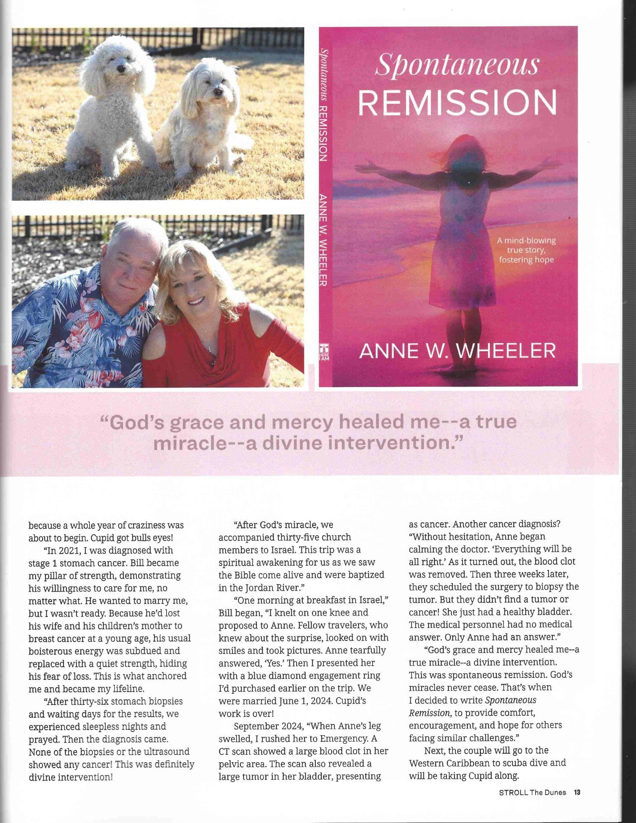 Stroll Magazine article page 2 featuring Spontaneous Remission book